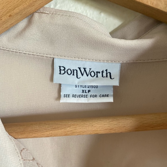 Bon Worth Chamagne Beige Button Up Sheer Blouse - Picture 2 of 5